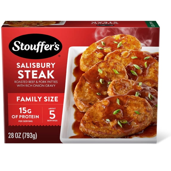 Stouffer’s Salisbury Steak, Family Size, Frozen Salisbury Steak, Easy Family Frozen Dinners 28 oz