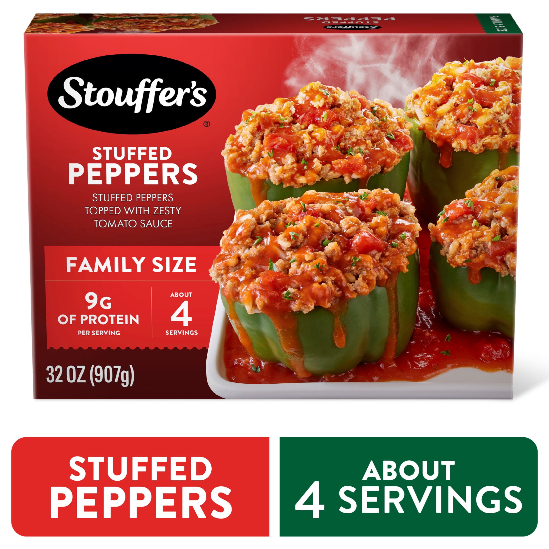 Stouffers Stuffed Peppers, Family Size, Frozen Stuffed Peppers, Easy Family Frozen Dinner 32 oz