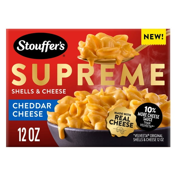 Stouffers Macaroni and Cheese Meal, Supreme Shells and Cheese, Cheddar Cheese Sauce, Boxed Mac and Cheese Pasta Dinner Kit, 12 oz