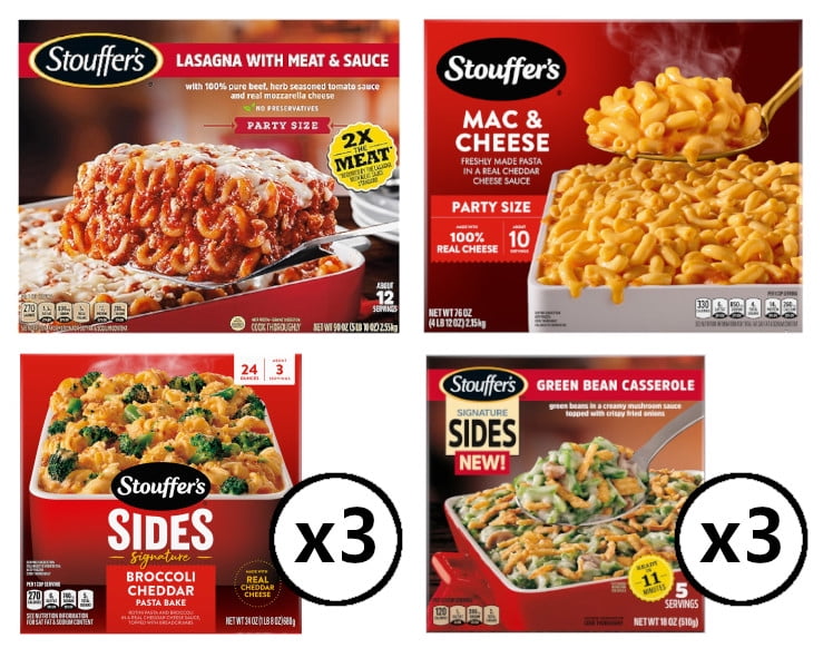 Stouffer's Team Dinner Bundle (1 Stouffer's Lasagna, 1 Stouffer's Mac & Cheese, 3 Stouffer's Broccoli Cheddar Pasta Bake, 3 Stouffer's Green Bean Casserole)
