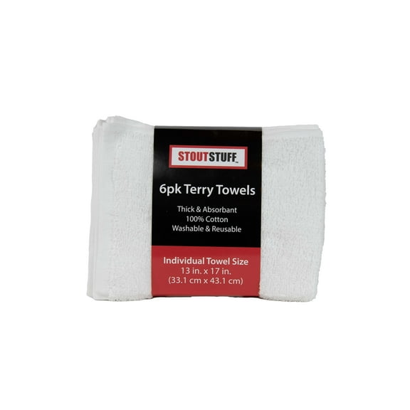 Stout Stuff Cotton Cleaning Terry Towels, 6 Pack