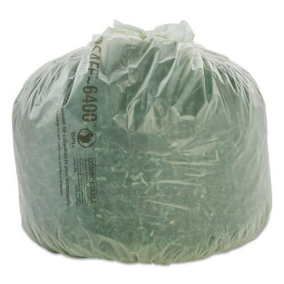 Stout by Envision EcoSafe-6400 Bags, 13 gal, 0.85 mil, 24" x 30", Green, 45/Box