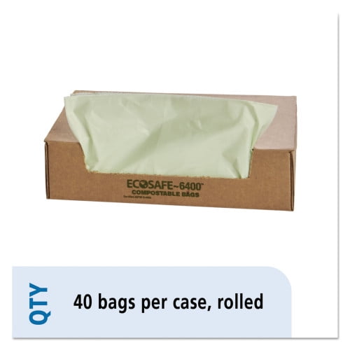 Stout by Envision EcoSafe-6400 Bags, 48 gal, 0.85 mil, 42" x 48", Green, 40/Box, Each