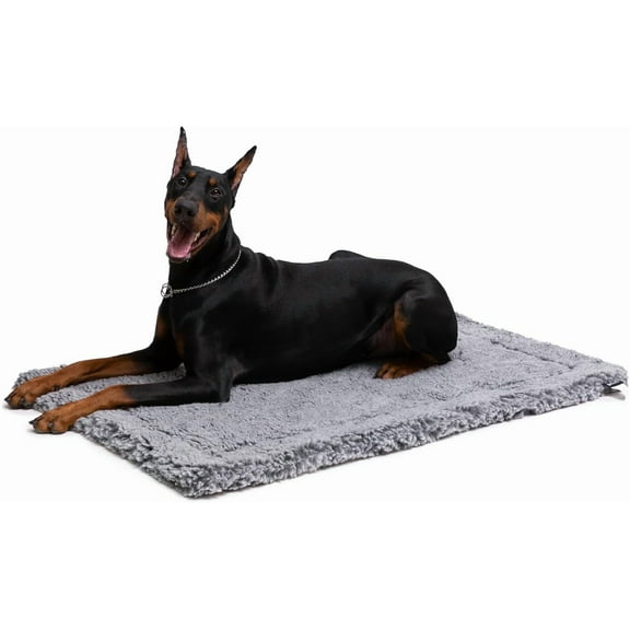 Stoutwool Indestructible Dog Bed - Fluffy Chew Proof Dog Crate Pad - Tough Kennel Pad for Aggressive Chewers - Washable, Ideal for Large Breeds & Fits 42-Inch Crate - 41"x27", Charcoal