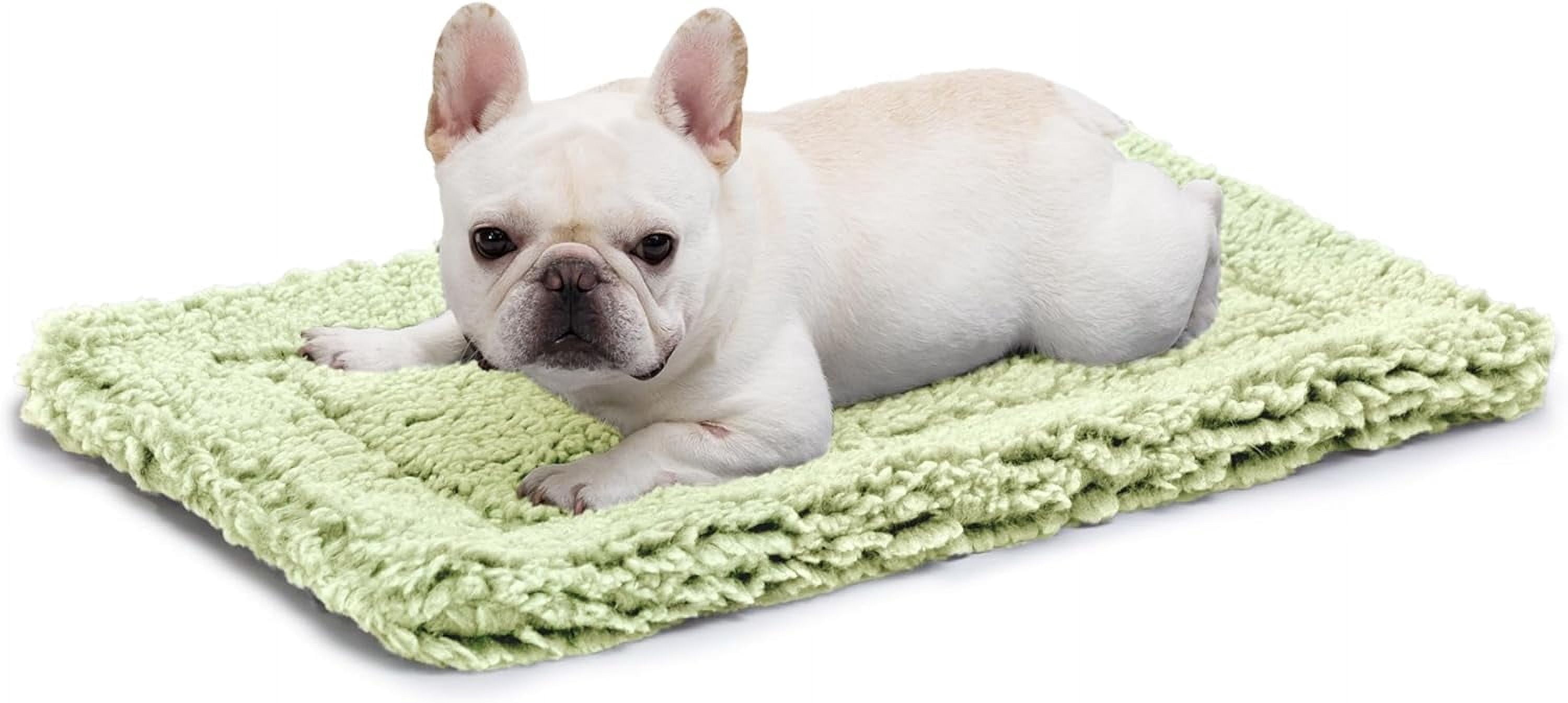 PELZIN Stoutwool Indestructible Dog Bed - Fluffy Chew Proof Dog Crate Pad - Tough Kennel Pad for Aggressive Chewers - Washable, Ideal for Medium Breeds & Fits 30-Inch Crate - 29"x18", Gleam