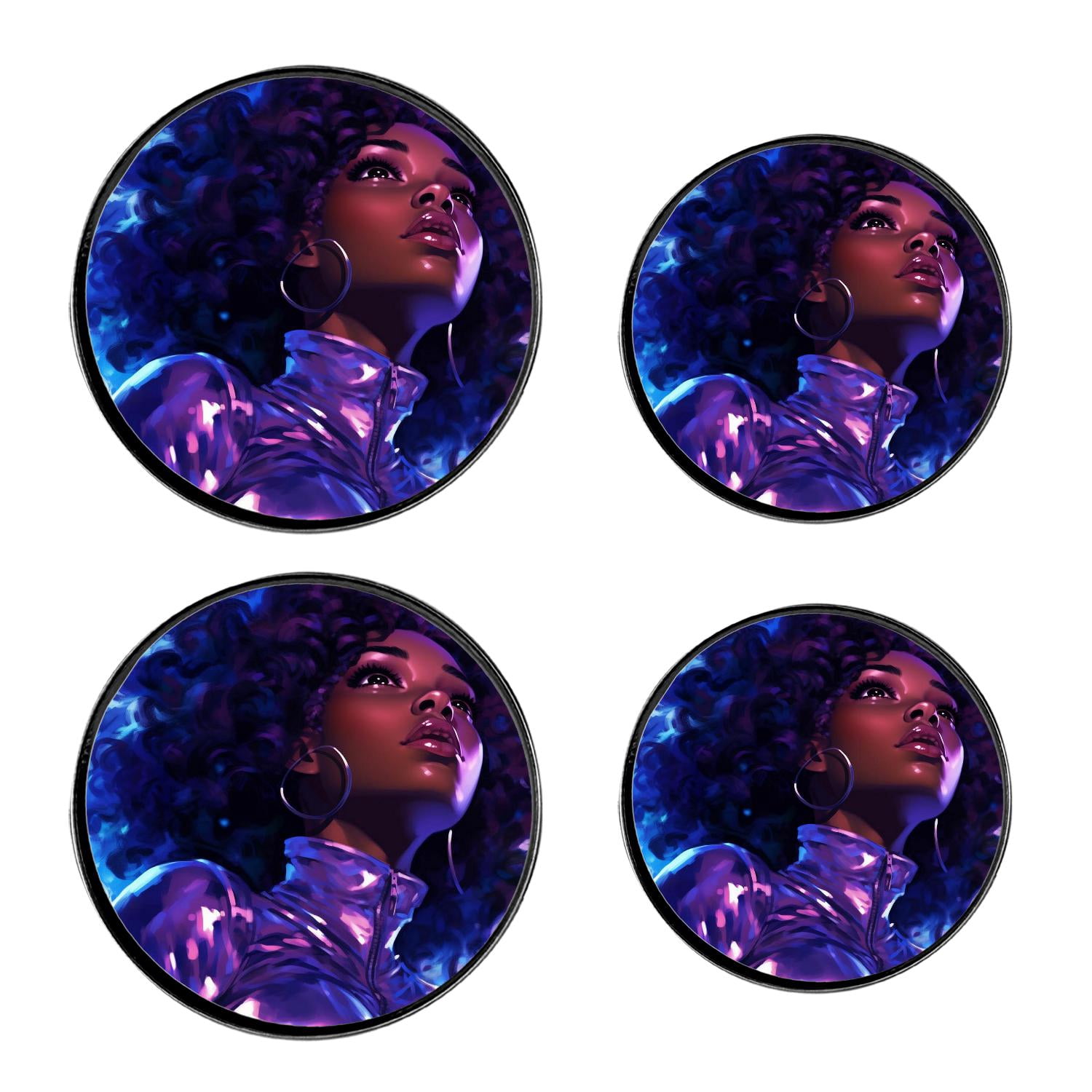 Round Stove Burner Covers 4 Pcs Decorative Gas Stove Burner Cover 8Inch And 10Inch for ,American Women with purple hair picture