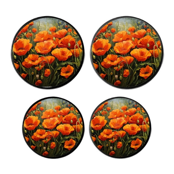 Stove Burner Covers 4 Pcs for Home Decor Cooktop Decorative ,Beautiful Red Poppies Flowers Elegant, Round Electric Stove Burner Covers 8Inch And 10Inch