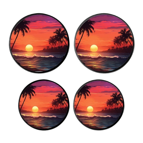 Stove Burner Covers 4 Pcs for Home Decor Cooktop Decorative ,beach and palm tree at sunset Lovely Design, Round Electric Stove Burner Covers 8Inch And 10Inch