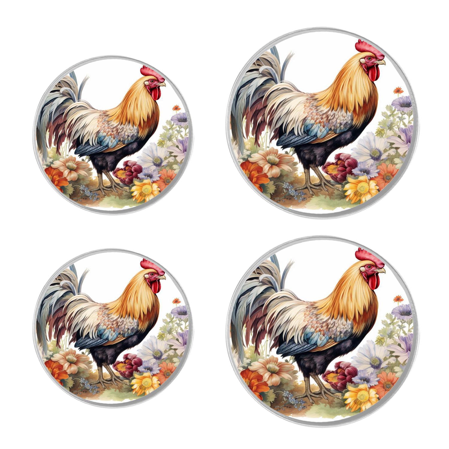 Stove Burner Covers 4 Pcs for Decorative Gas Stove Burner Cover 8Inch And 10Inch ,Chicken Rooster art