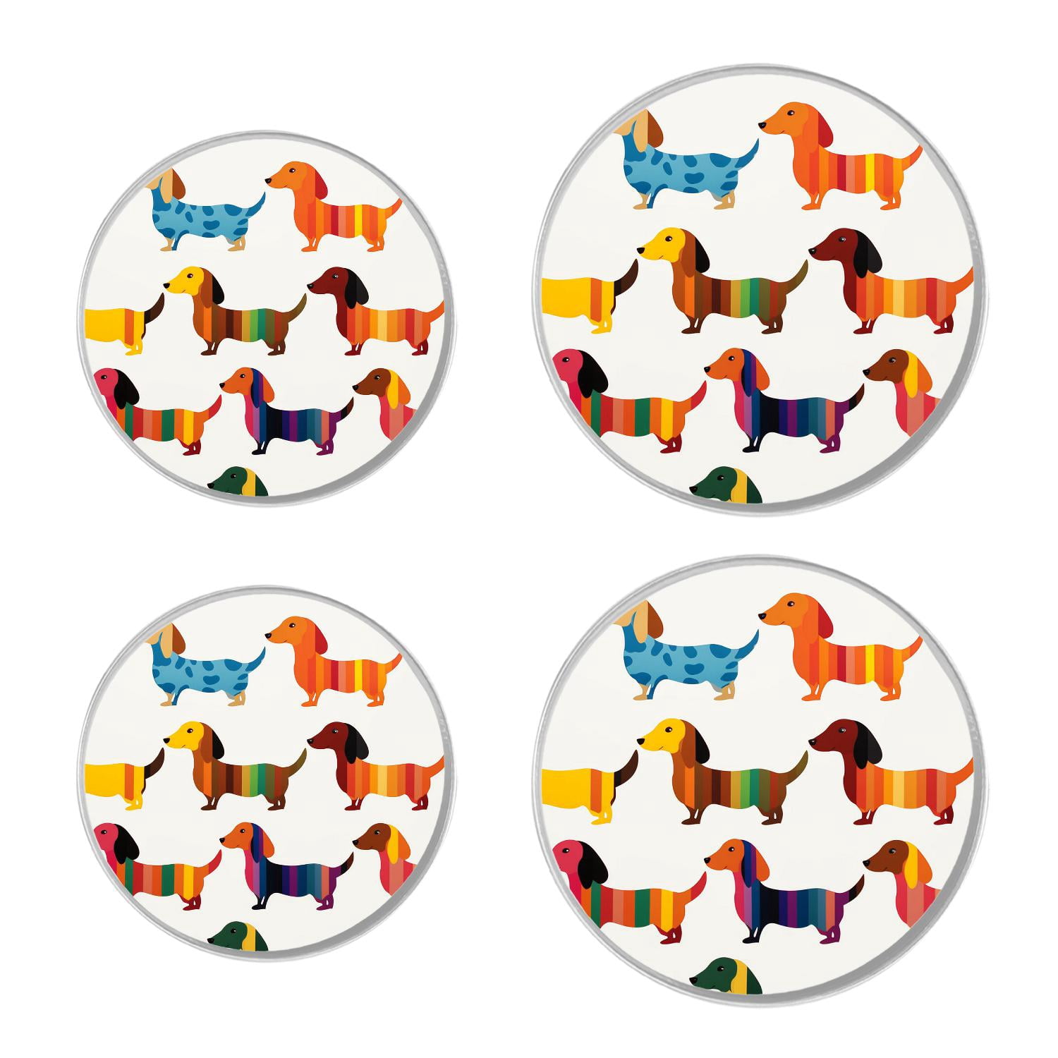 Stove Burner Covers 4 Pcs for Decorative Gas Stove Burner Cover 8Inch And 10Inch ,Colorful Dachshund Puppy Dog colorful