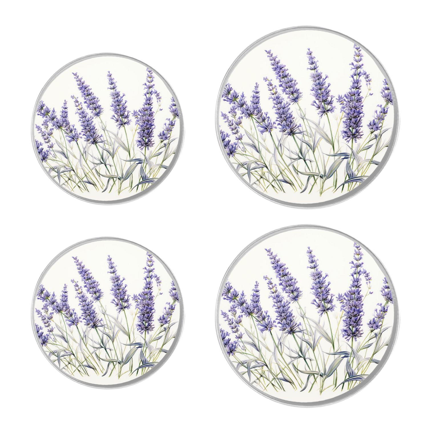 Stove Burner Covers 4 Pcs for Decorative Gas Stove Burner Cover 8Inch And 10Inch ,Lavender Flower Watercolor White pattern
