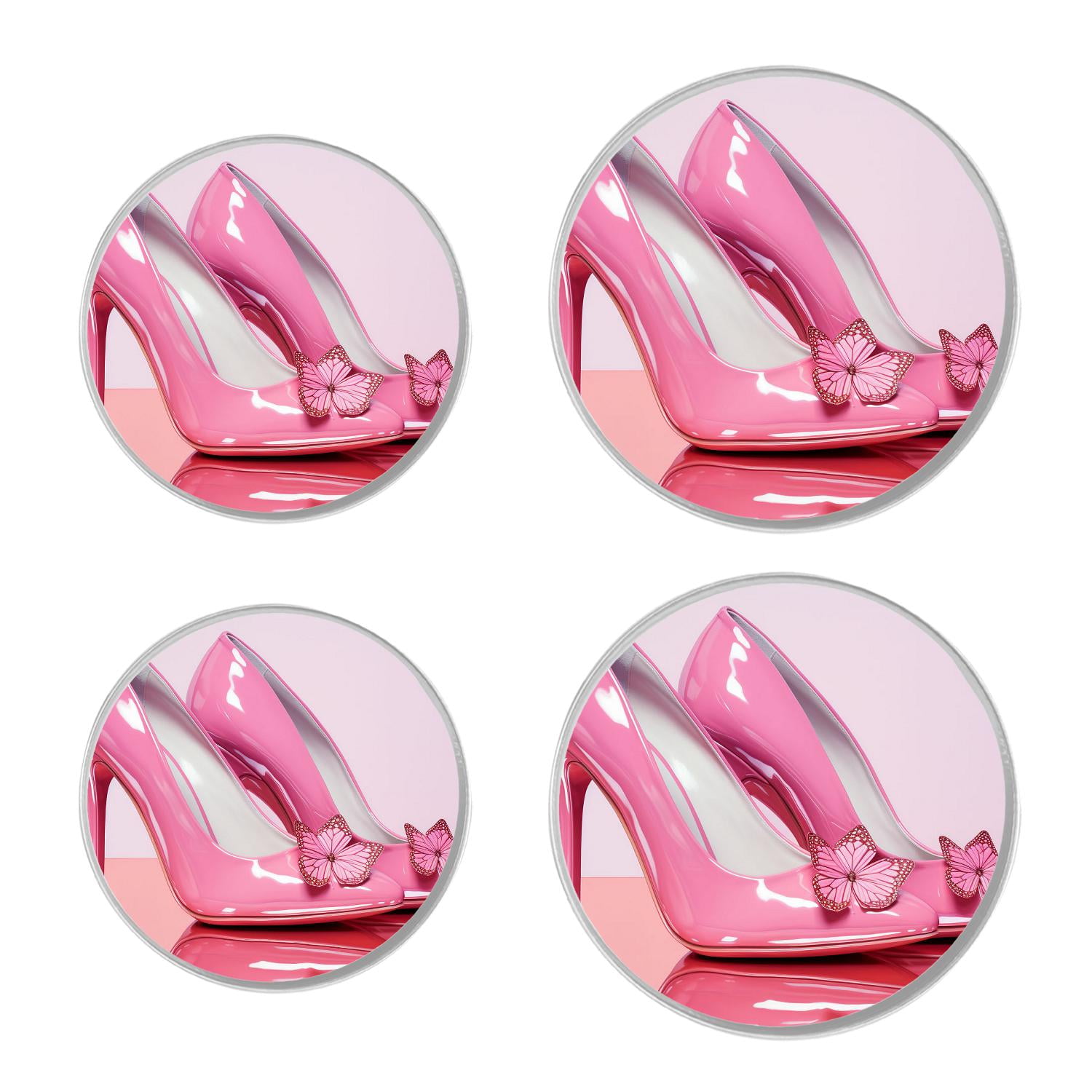 Stove Burner Covers 4 Pcs for Decorative Gas Stove Burner Cover 8Inch And 10Inch ,Pink High Heel Shoes Butterfly Cute Pattern