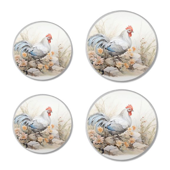 Stove Burner Covers 4 Pcs for Decorative Gas Stove Burner Cover 8Inch And 10Inch ,Rooster Turkey and Duck image