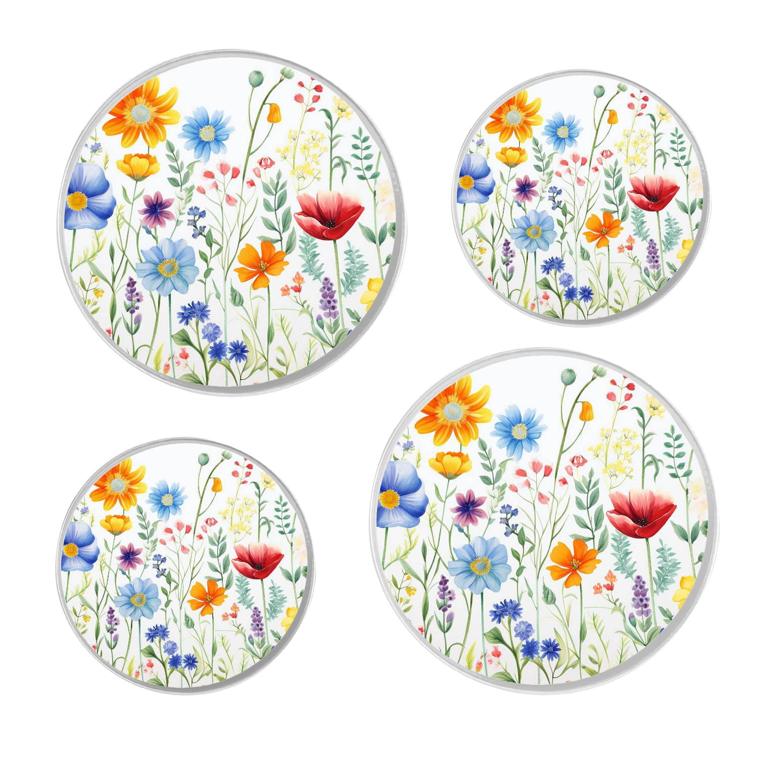 Stove Burner Covers 4 Pcs for ,Flowers And Full Moon Small Animals In The Forest art, Round Gas Stove Burner Cover 8Inch And 10Inch