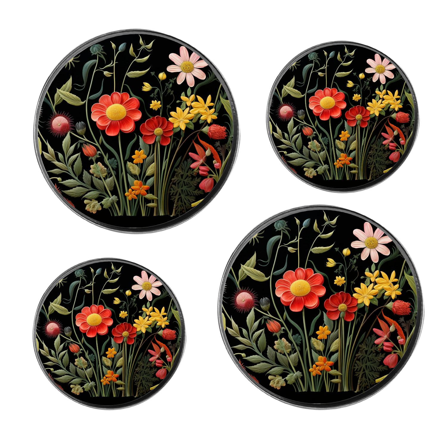 Stove Burner Covers 4 Pcs for Home Decor Cooktop Decorative ,Daisies Floral image, Round Electric Stove Burner Covers 8Inch And 10Inch