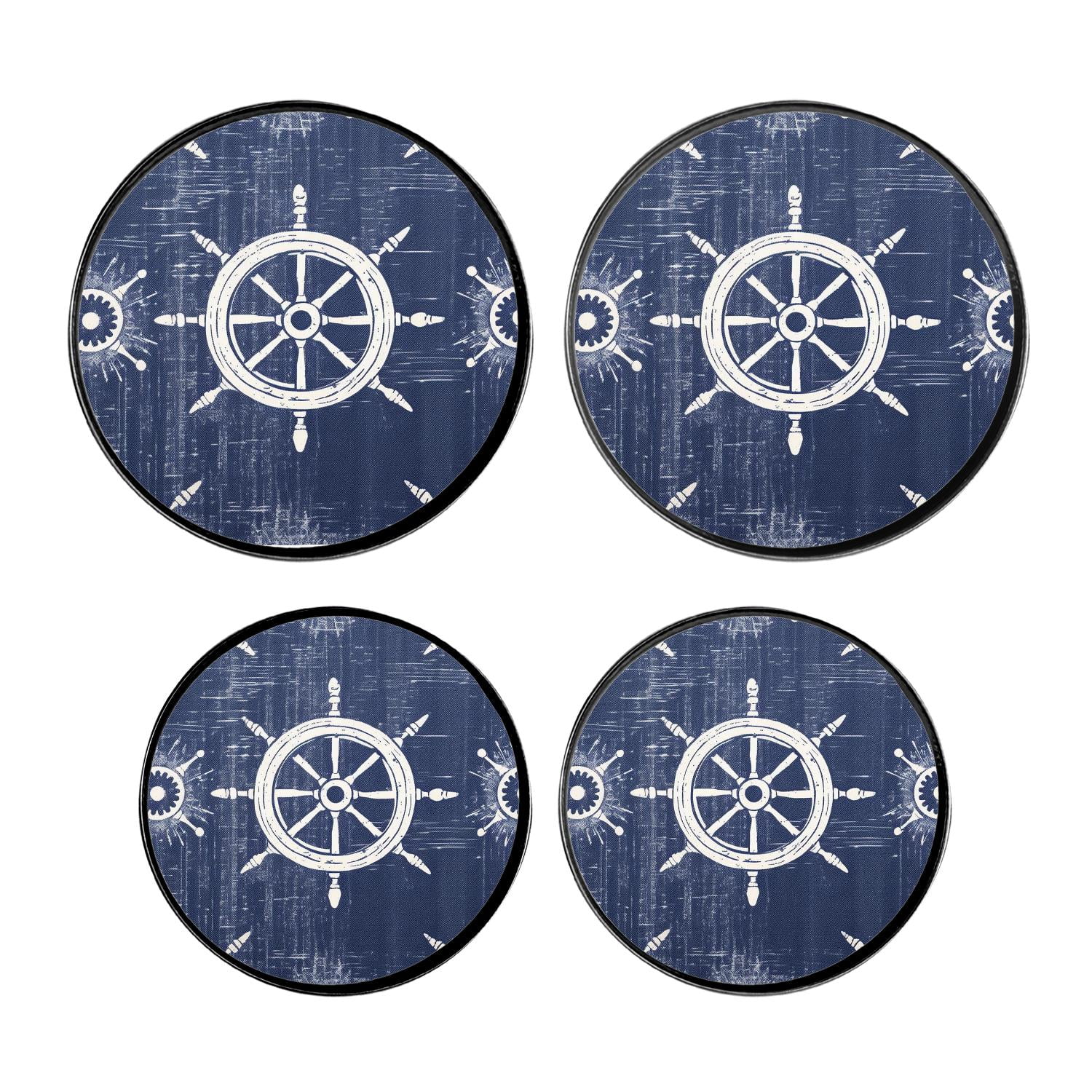 Stove Burner Covers 4 Pcs for Home Decor Cooktop Decorative ,Nautical Anchors Navy multicolor, Round Electric Stove Burner Covers 8Inch And 10Inch