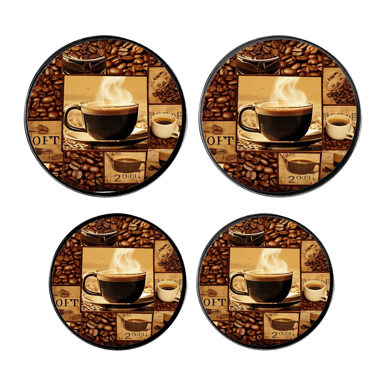 Stove Burner Covers 4 Pcs for Home Decor Cooktop Decorative ,coffee collage Beautiful Art, Round Electric Stove Burner Covers 8Inch And 10Inch