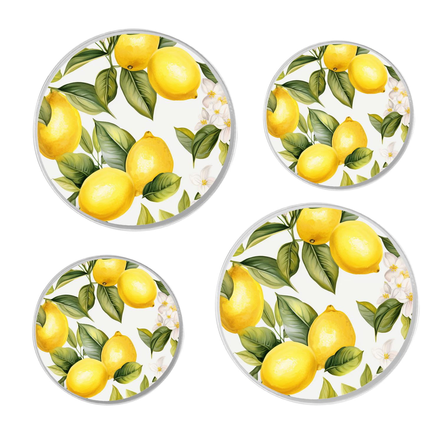 Stove Burner Covers 4 Pcs for ,Lemon Tree Branches Watercolor Summer colorful, Round Gas Stove Burner Cover 8Inch And 10Inch