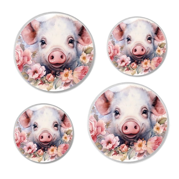 Stove Burner Covers 4 Pcs for ,Pink Pig drawing, Round Gas Stove Burner Cover 8Inch And 10Inch