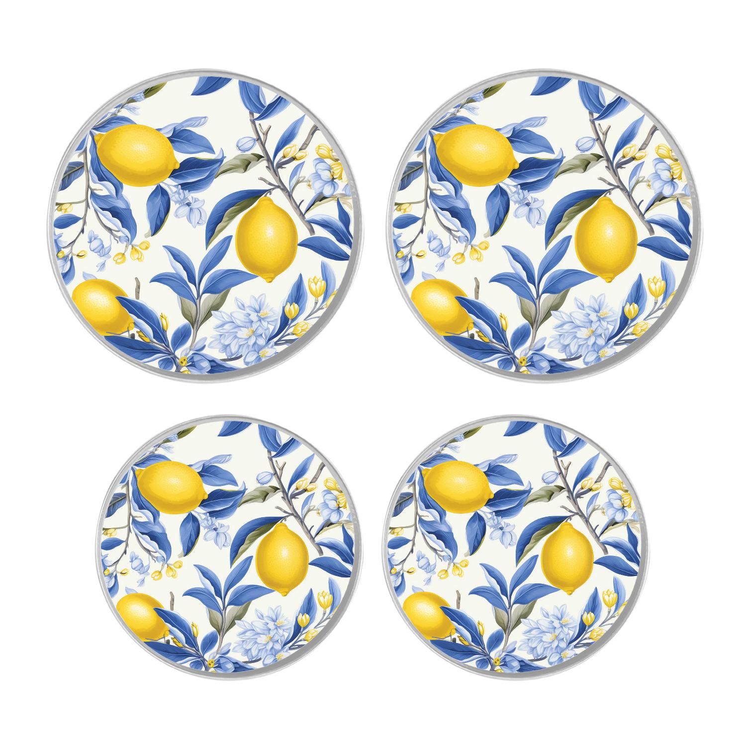 Stove Burner Covers 4 Pcs for ,Sicilian style watercolor lemons Graceful Design, Round Gas Stove Burner Cover 8Inch And 10Inch
