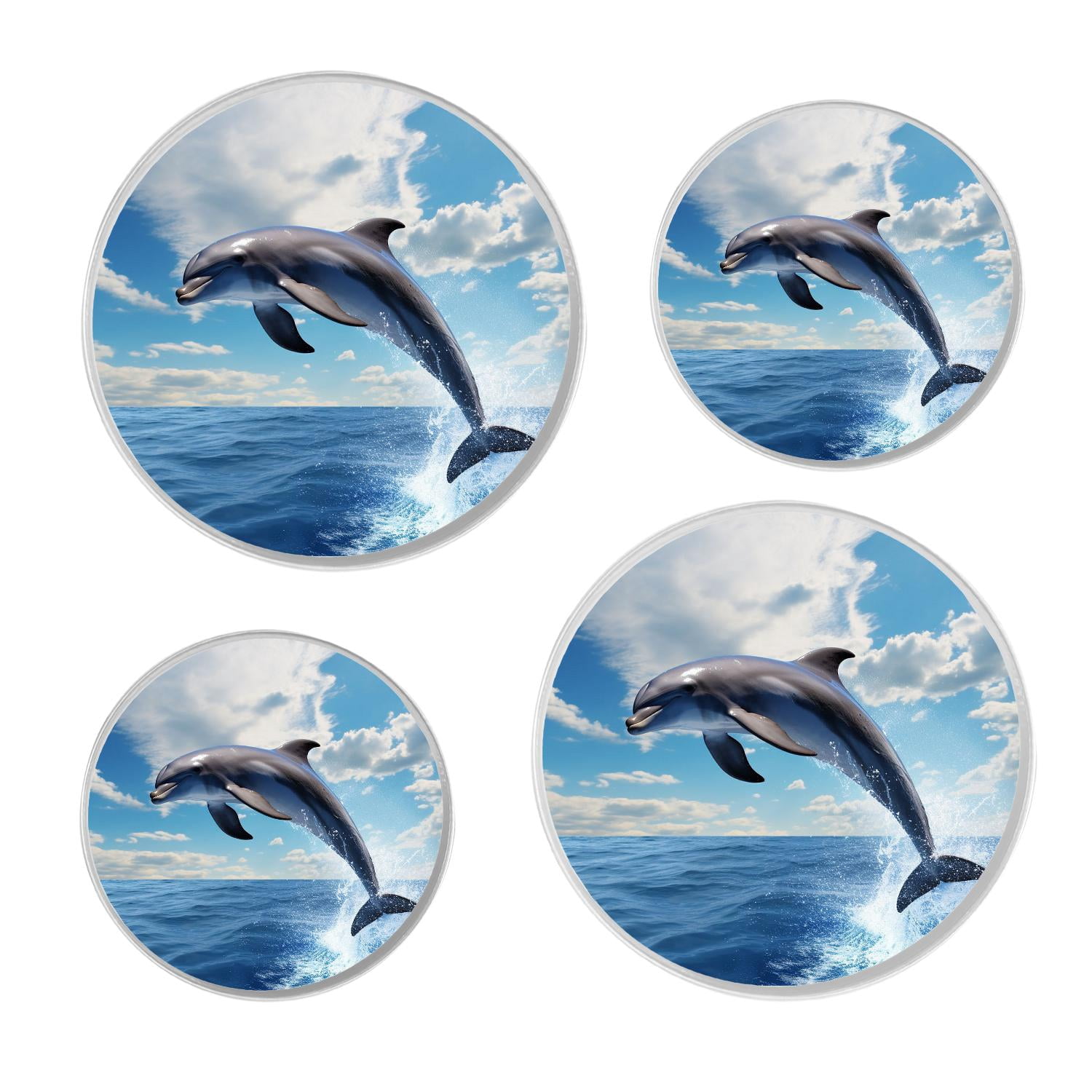 Stove Burner Covers 4 Pcs for ,dolphin jumping out of the sea Beautiful Pattern, Round Gas Stove Burner Cover 8Inch And 10Inch