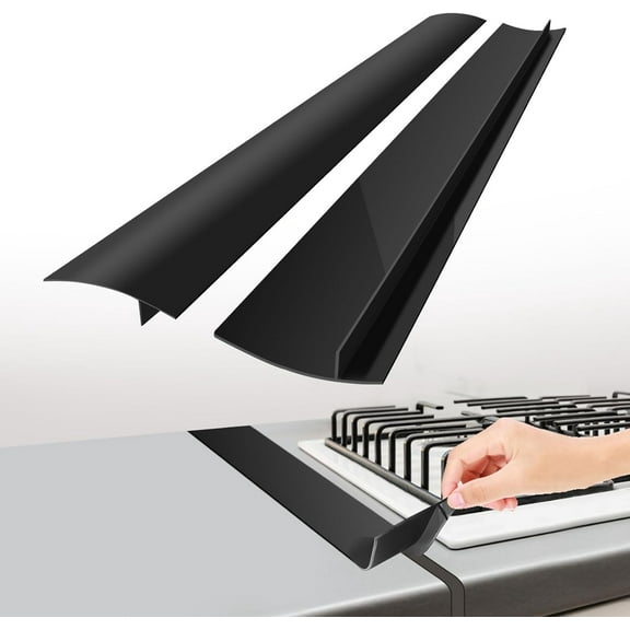 Stove Counter Gap Covers 2-Pack, Heat Resistant Stove Gap Filler,stove guards for counter, Easy to Clean, 21 Inch Black silicone stove gap cover