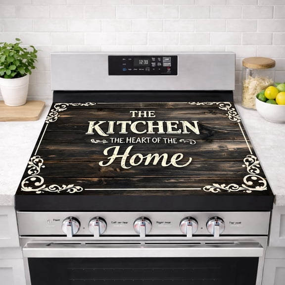 AOHMPT AOHMPT Stove Cover 28x20 Inch, Rustic Farmhouse Design, Heat Resistant Non-Slip Anti-Scratch Cooktop Protector for Electric & Glass Top Stoves,Diatomaceous Earth, Home Kitchen Decor