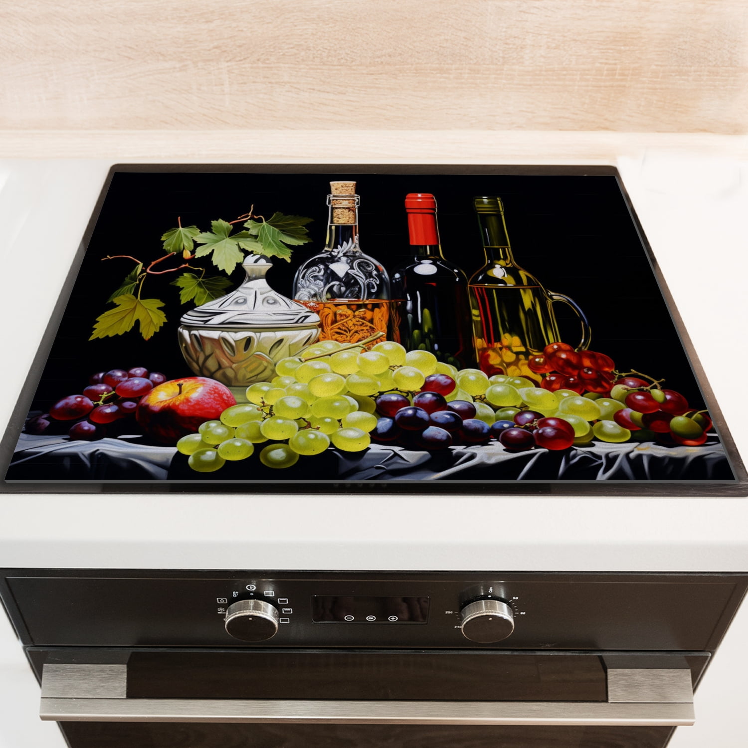 Stove Cover For Glass Top Electric Stove, Vintage Wine Bottle Print Square Foldable Kitchen Mat, Decoration Waterproof Pad for Kitchen RV(28×20 Inch)