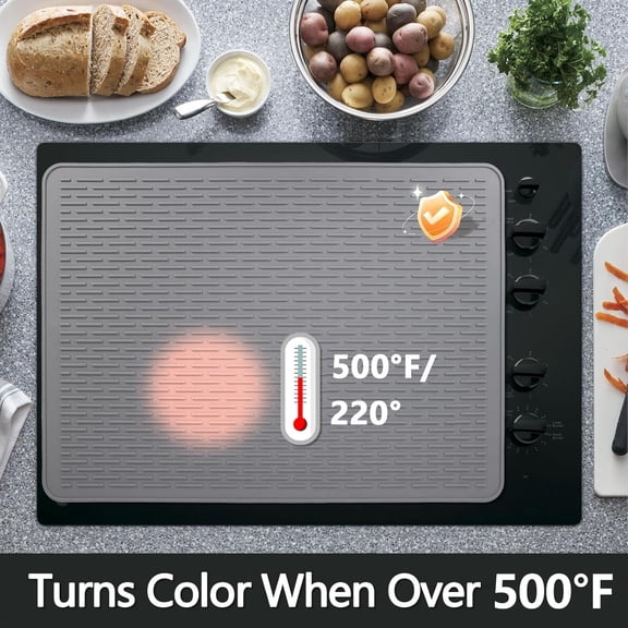 Stove Cover Mat 28x20 Inch | Multi-Purpose Kitchen Mat | Silicone Stove Top Protector | Heat Resistant Countertop Saver for Hot Pans | Dish Drying Mat for Glasses and Vegetables | Non-Slip