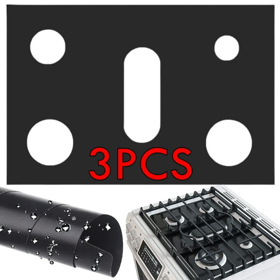 Stove Cover for Samsung Gas Range, Reusable Gas Stove Burner Covers, Non-Stick Stovetop Liner (Black, 3Pcs)