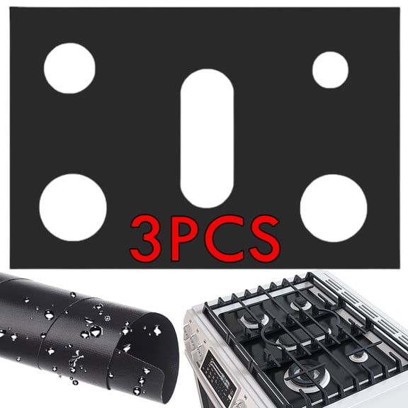 Stove Cover for Samsung Gas Range, Reusable Gas Stove Burner Covers, Non-Stick Stovetop Liner (Black, 3Pcs)