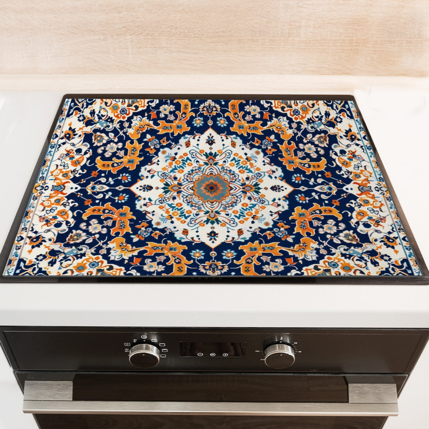 Stove Covers for Flat Top Stoves, Bohemia Mandala Flowers Element Vintage Print Non-slip Induction Cooktop Ceramic Mat, Multifunctional Gas Stove Pad for Kitchen RV (28×20 Inch)