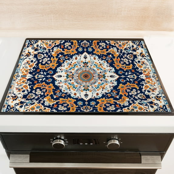 Stove Covers for Flat Top Stoves, Bohemia Mandala Flowers Element Vintage Print Non-slip Induction Cooktop Ceramic Mat, Multifunctional Gas Stove Pad for Kitchen RV (28×20 Inch)