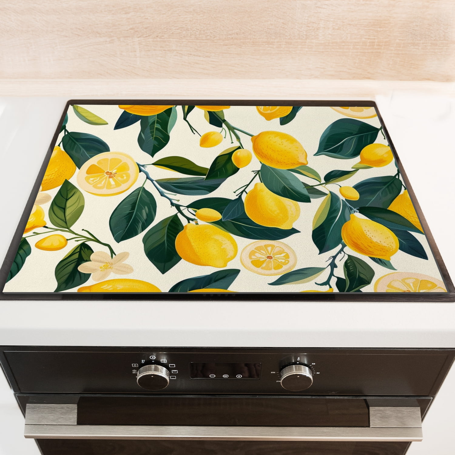 Stove Covers for Gas Stove Top, Fresh Lemon Fruit, Heat Resistant Ceramic Cooktop Cover, Glass Induction Cooktop Protector mat, Non-slip Foldable Decoration pad for Kitchen RV (28×20 Inch)