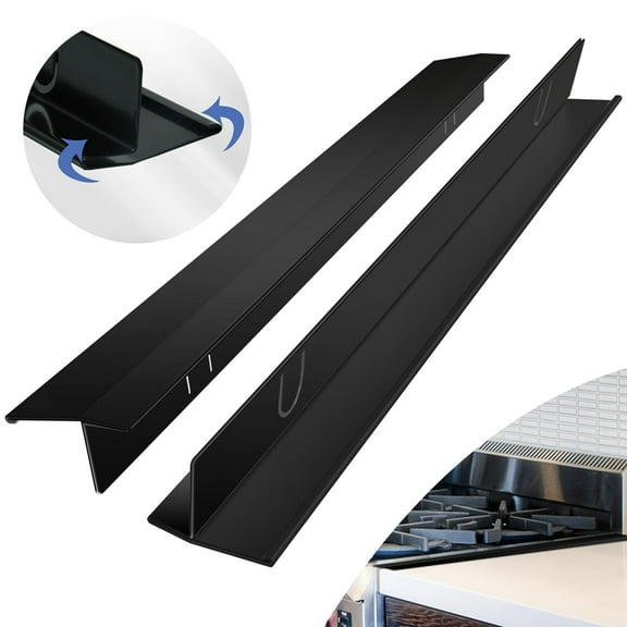 Stove Covers Stainless Steel 2 Packs, 13.8-27.6 Inch Adjustable Heat Not Filler Black,2 Packs x Stove Gap Covers Stainless Steel,Black