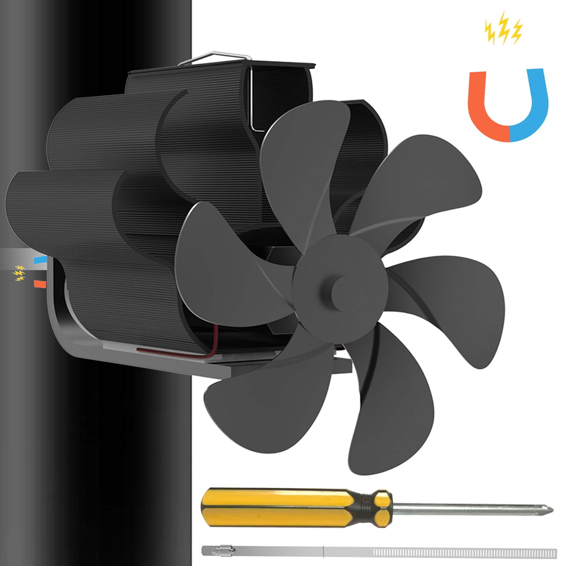 Stove Fan with Heat Powered Fan with Adjustable Band 6 Blades