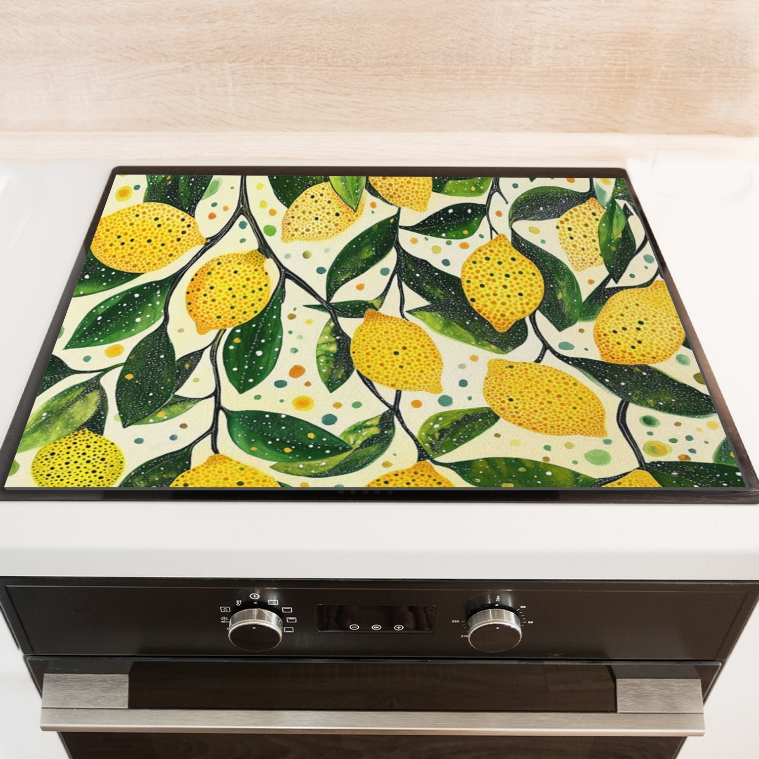Stove Gap Covers, Retro Lemon Pattern, Waterproof Ceramic Cooktop Cover, Glass Induction Cooktop Protector Mat, Non-slip Foldable Decoration pad for Kitchen RV (28×20 Inch)
