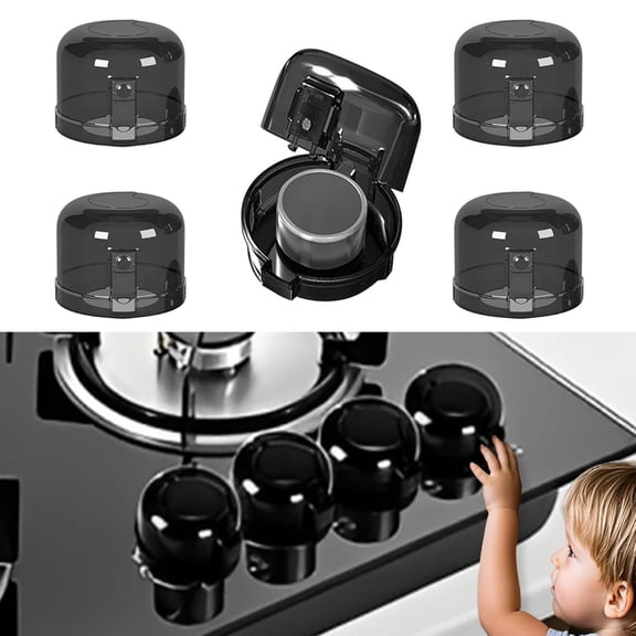 Stove Knob Covers 5-Pack, Baby Safety Oven Knob Lock for Burners, Heat-Resistant Plastic Child Protection