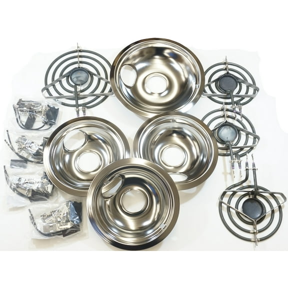Stove Restoration Kit, Surface Elements, Receptacles, and Drip Pans, 3-6" & 1-8"
