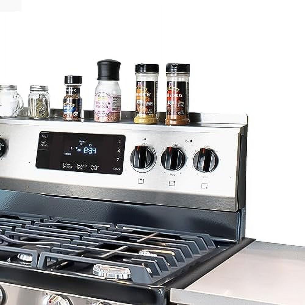 Stove Set Stove Top Spice Rack & Silicone Stove Covers, 30" Stainless