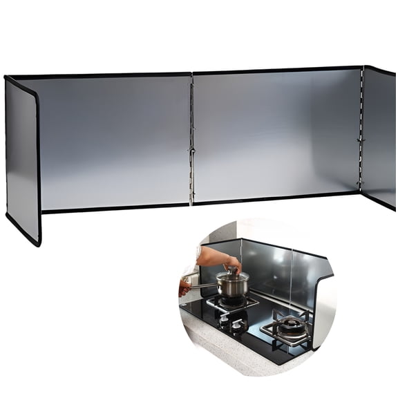 Stove Splatter Guard, 29.9 x 11.8 x 11.6 in Foldable Oil Splash Guard, Anti Splatter Shield, Galvanized Steel Splatter Screen to Keep Your Stove Clean