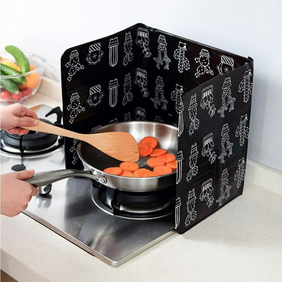 Stove Splatter Guard With Foldable Aluminum Foil Panels For Gas Burner And Countertop Protection