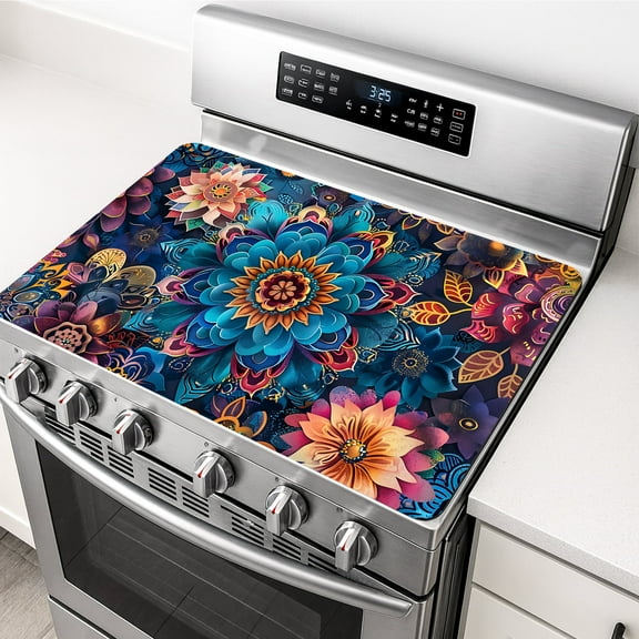 Stove Top Cover 19.7x31.5 Inch Diatomite Kitchen Floor Mats Tile Boho Style Heat Resistant Coffee Mat Stove Cover for Electric Pad Countertop Protector Kitchen Decor