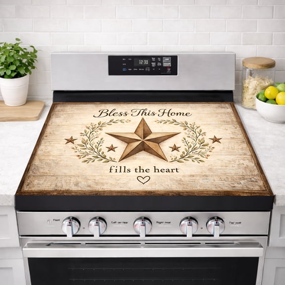 AOHMPT Stove Cover 28x20 inch, Heat Resistant Anti-Scratch Cooktop Protector Kitchen Decor for Electric Glass Cooktops Diatomaceous Earth