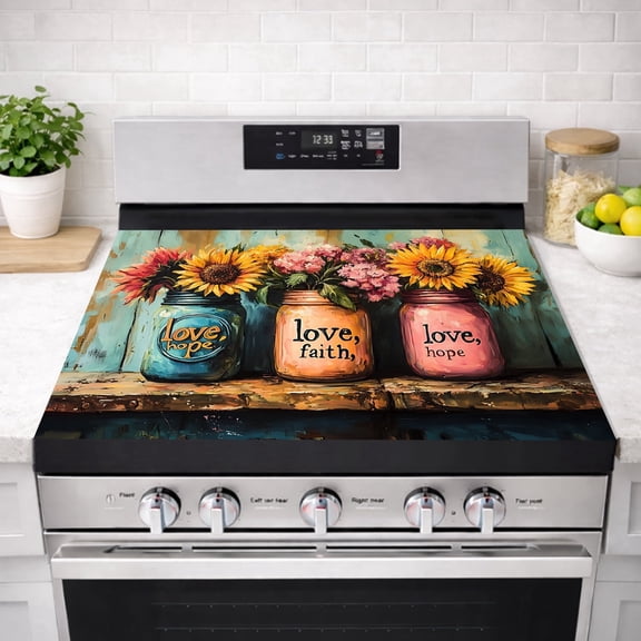 AOHMPT Stove Top Cover 28x20 inch, Diatomaceous Earth Cooktop Protector for Electric & Glass Top Stoves, Heat Resistant Non-Slip Anti-Scratch Stove Cover & Kitchen Decor