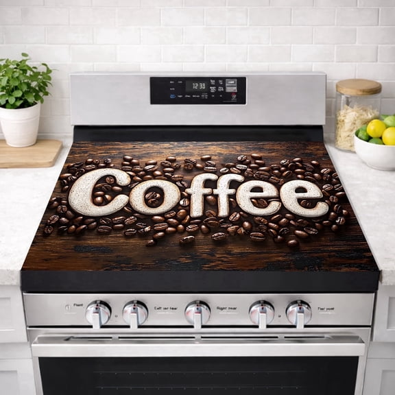 AOHMPT Stove Top Cover 28x20 Inch, Heat Resistant Non-Slip Kitchen Countertop Extension, Coffee Pattern Diatomaceous Earth Stove Cover Home Kitchen Decor for Electric & Glass Top Stoves