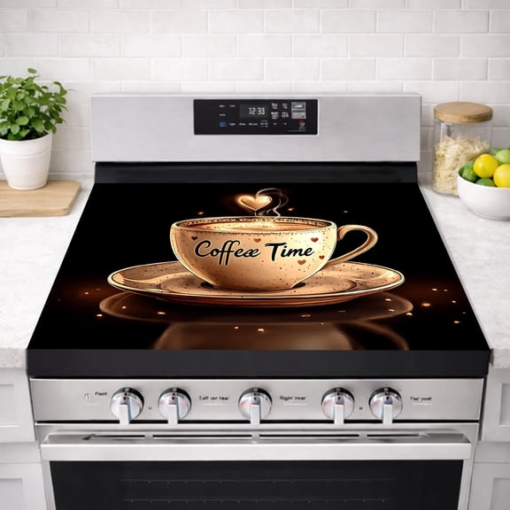 AOHMPT Stove Top Cover 28x20 Inch, Heat Resistant Non-Slip Kitchen Countertop Extension, Coffee Pattern Diatomaceous Earth Stove Cover Home Kitchen Decor for Electric & Glass Top Stoves