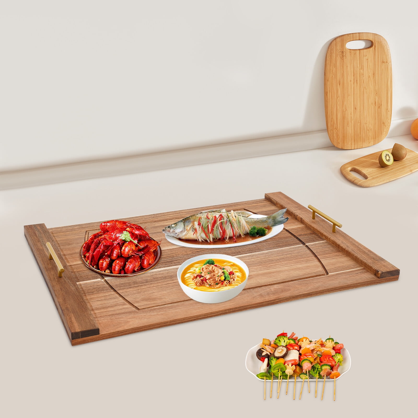 Stove Top Cover 30"x22" Wood Noodle Board with Handles, Natural Cooking Oil Coating, Heavy Duty Stove Cover for Gas/Electric Stove, Extra Counter Space for Kitchen, RV, Apartment