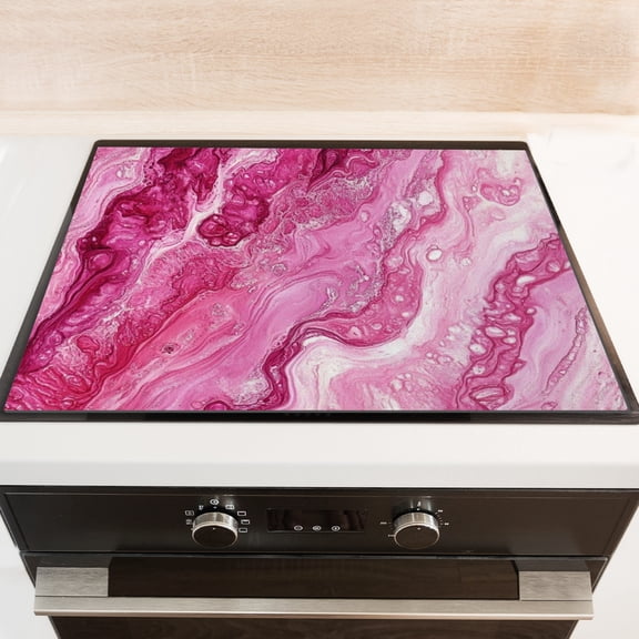 Stove Top Cover, Abstract Pink Marble Print Diatomite Kitchen Counter Protector for Glass Electric Cooktop Countertop, Square Washable Foldable Mat for Kitchen RV (2820 Inch)