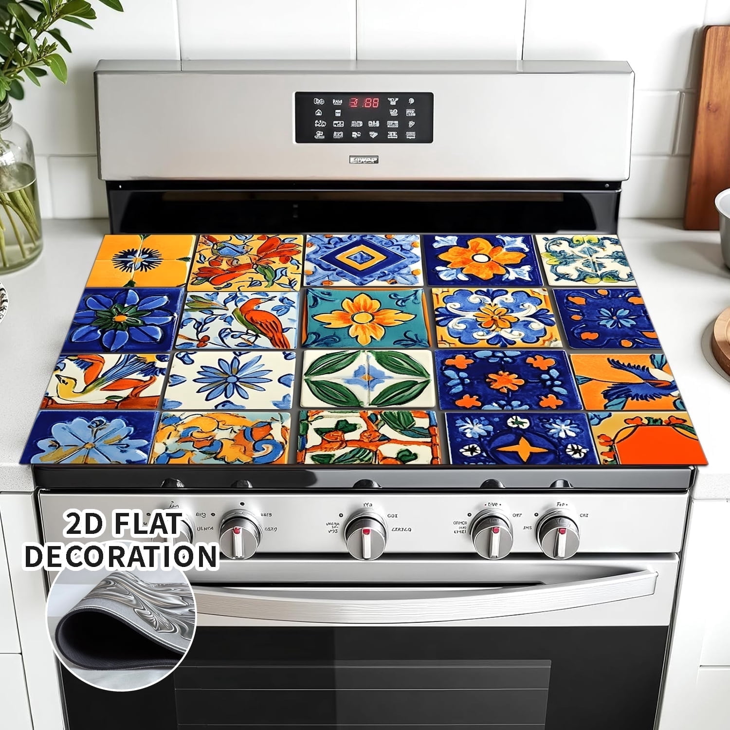 1pc Stove Top Cover for Electric Stove 28 "x 20 ", Bohemian Pattern Heat Resistant Glass Top Stove Cover Protector, Induction Cooktop Protector Stove Top Covers Mat, Kitchen Flat Stove Top Covers